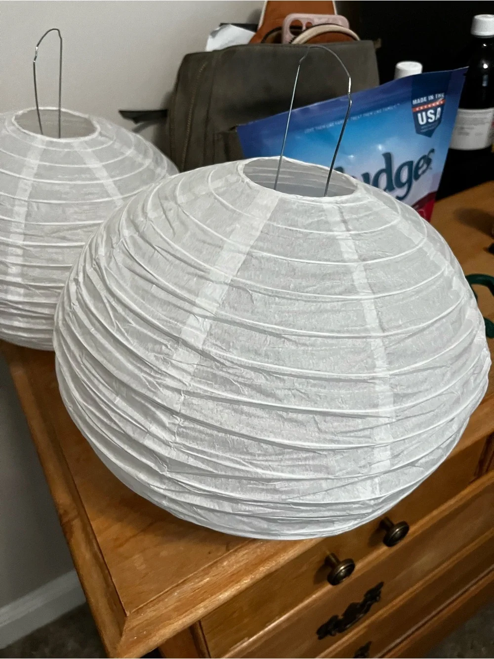 2 Paper Lanterns for use with lights : Modern Home Accent